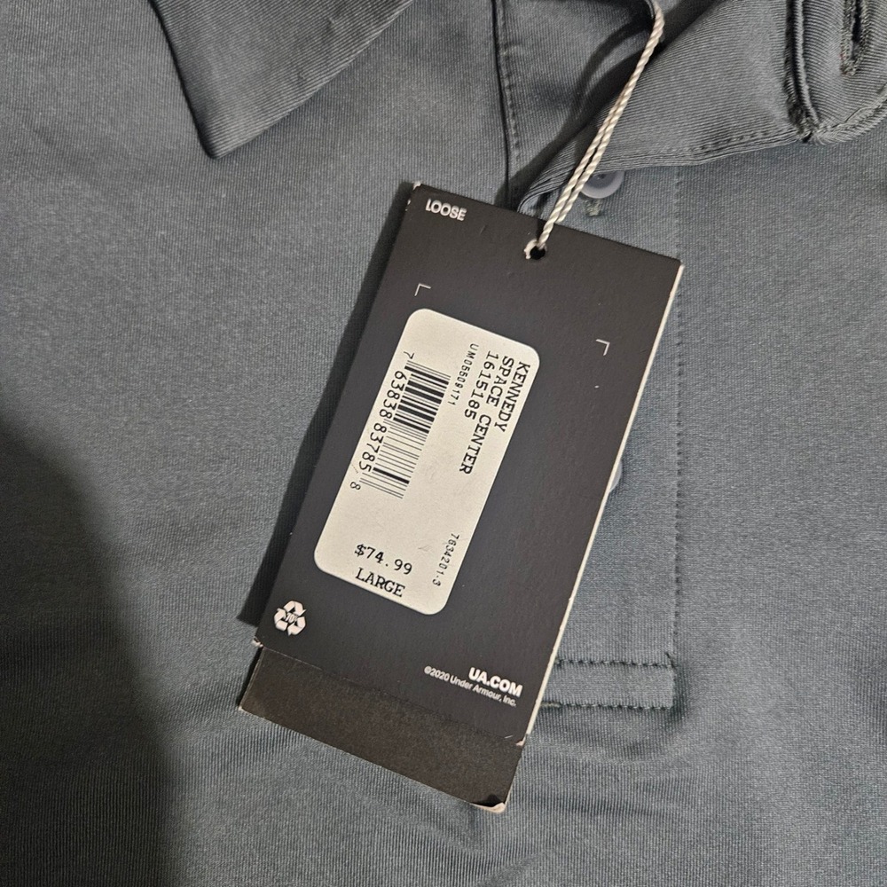 Under Armour Kennedy Space Center NASA Golf Polo Gray UPF 50 Mens Large NWT - Picture 8 of 8